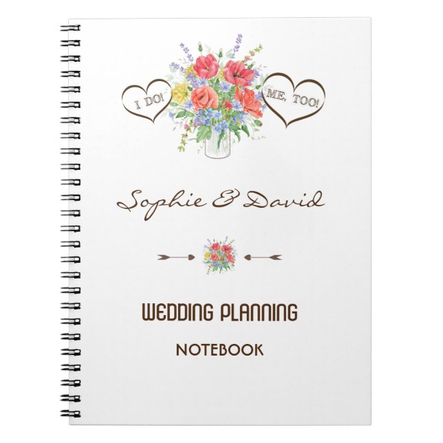 Carnet Wedding planner Rustique Aquarelle Fleurs sauvages (Devant)