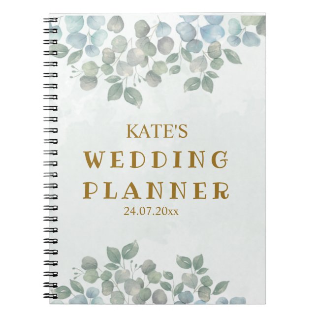 Carnet Wedding planner vert Eucalyptus (Devant)