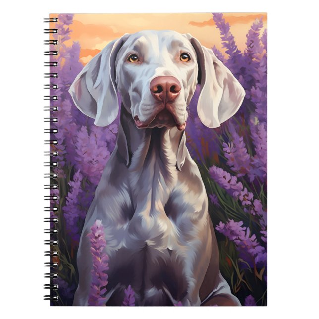 Carnet Weimaraner dans le champ Lavender (Devant)