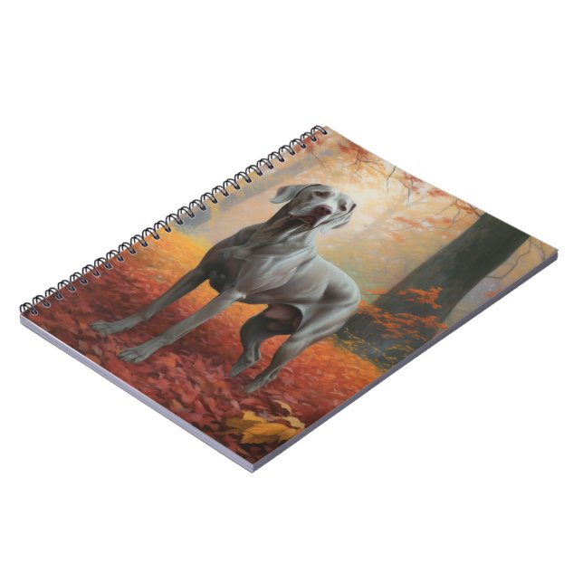 Carnet Weimaraner en automne Leaves automne Inspire (Côté gauche)