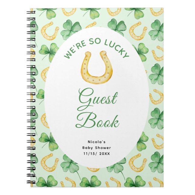 Carnet We're So Lucky Horseshoe St Patrick's Baby Shower (Devant)
