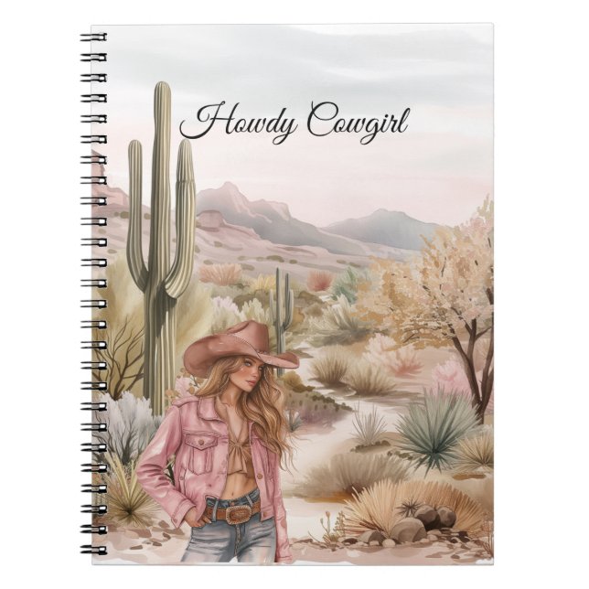 Carnet Western Cactus Desert Blond Cowgirl (Devant)