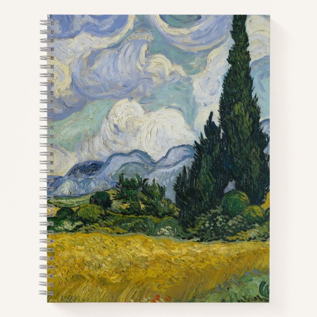 Carnet Wheat Field with Cypresses, Oil Painting, Van Gogh (Devant)