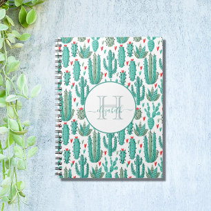 Carnet Whimsical cactus vert blanc mignon motif