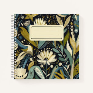 Carnet Whimsical Folk Art Floral & Bird Fleurs sauvages T