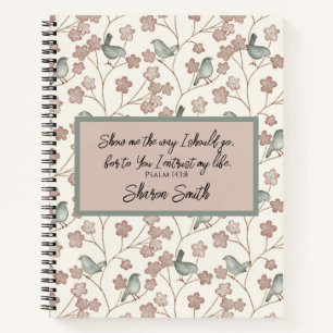 Carnet Whimsical Pastel Rose & Sage Green Floral Bird