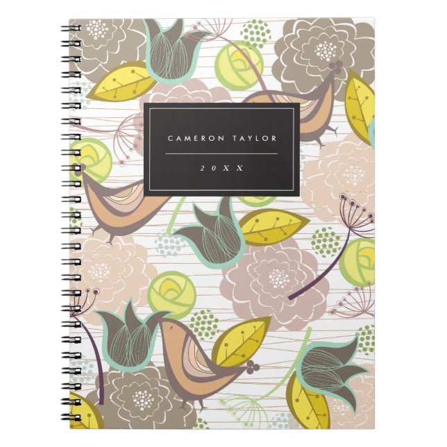 Carnet Whimsical rose doux oiseaux Jardin Floral Potpourr (Devant)