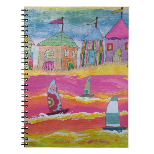 Carnet Whimsical Sailboats and Beach Huts (Devant)