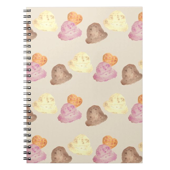 Carnet Whimsical Watercolor Ice Cream Scoops Notebook (Devant)