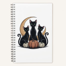 Carnet Whimsigothique Chats noirs Citrouille Lune Hallowe