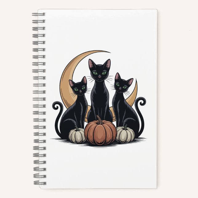 Carnet Whimsigothique Chats noirs Citrouille Lune Hallowe (Recto)