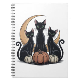 Carnet Whimsigothique Chats noirs Citrouille Lune Hallowe