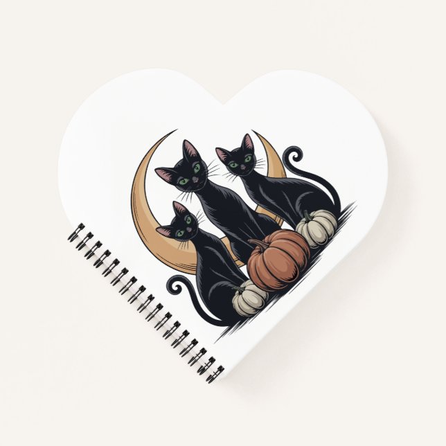 Carnet Whimsigothique Chats noirs Citrouille Lune Hallowe (Devant)