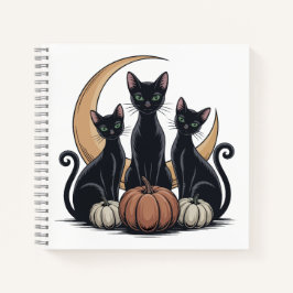 Carnet Whimsigothique Chats noirs Citrouille Lune Hallowe