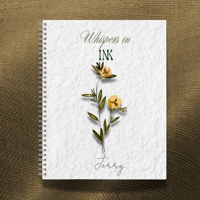 Carnet Whispers in Ink: Personalized Pressed Flower (Créateur téléchargé)
