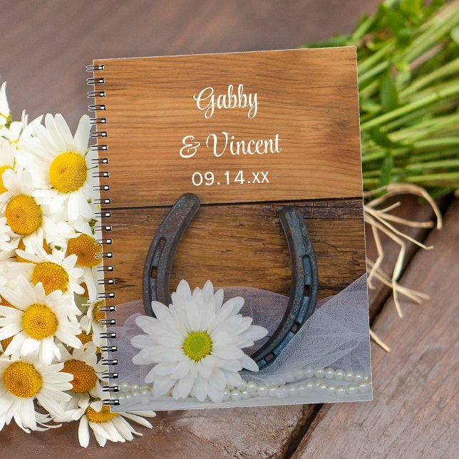 Carnet White Daisy and Horseshoe Country Western Mariage (Créateur téléchargé)