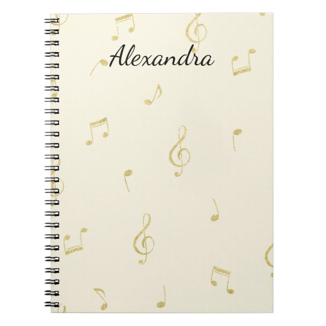 Carnet White Gold Music Notes   (Devant)