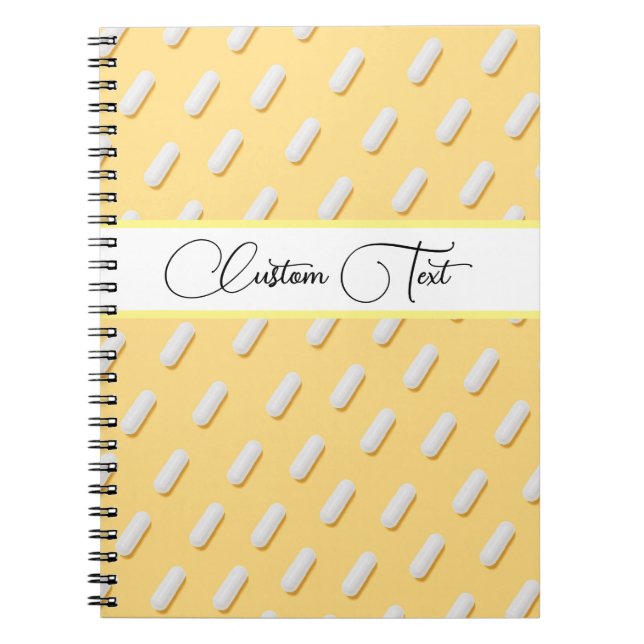 Carnet White Pills Motif brillant amusant Jaune Médicale (Devant)