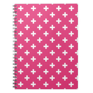 Carnet White polka crosses on fuchsia