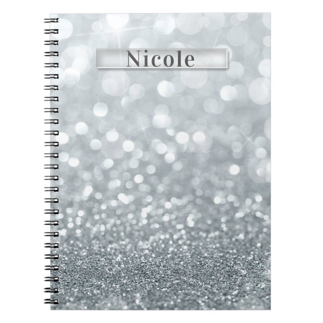 Carnet White Silver Parties scintillant Bokeh Glam tendan (Devant)