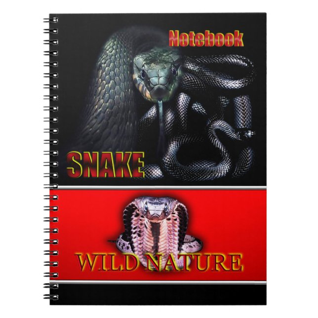 Carnet WILD NATURE - collection de design SNAKE noir (Devant)