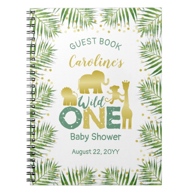 Carnet Wild One Gold Safari Baby shower Guest Book (Devant)