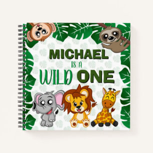 Carnet Wild One Jungle Safari animal premier anniversaire
