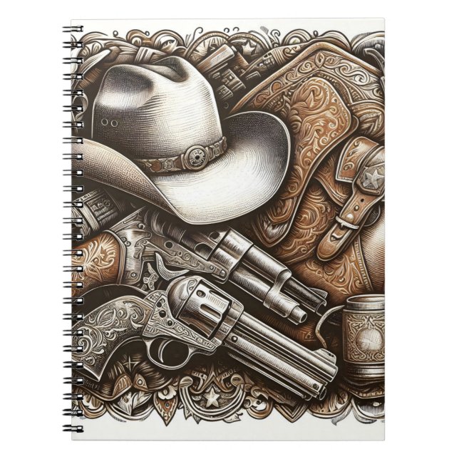 Carnet Wild West avec Cowboy Casquette et armes à feu (Devant)