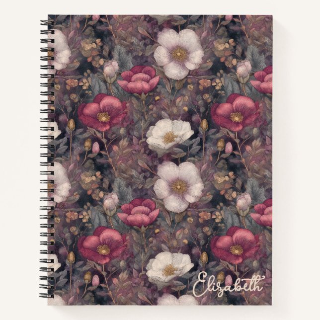 Carnet Wildflower Pink Rose Garden Personalized  (Devant)