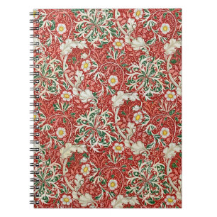 Carnet William Morris Algue Antique Fleur Rouge Vert
