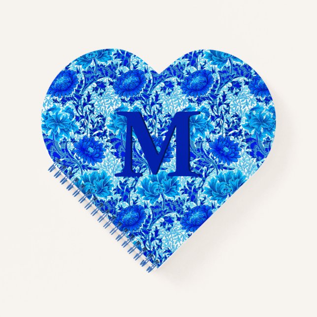 Carnet William Morris Chrysanthemums Nuances de Denim Blu (Devant)