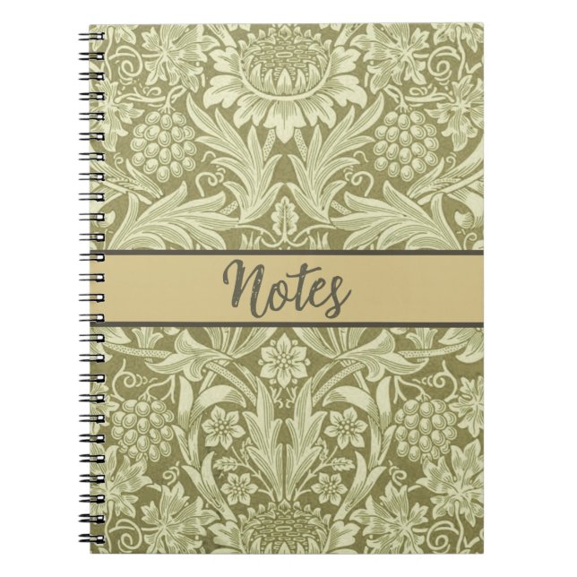 Carnet William Morris Fleur verte tournesol (Devant)