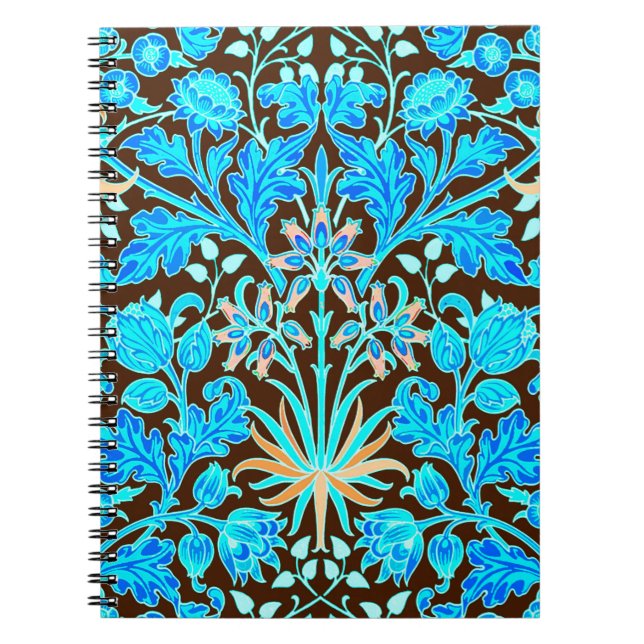 Carnet William Morris Hyacinth Imprimer, Aqua et Brown (Devant)