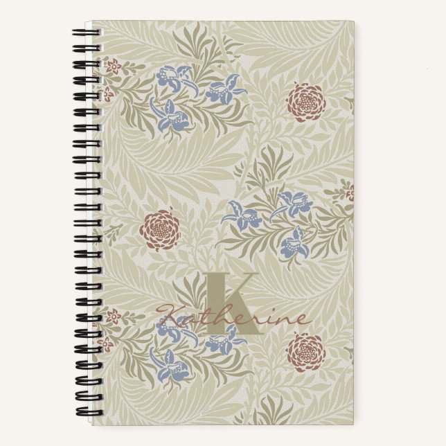 Carnet William Morris Lt Blue & Rust Larkspur Motif (Recto)