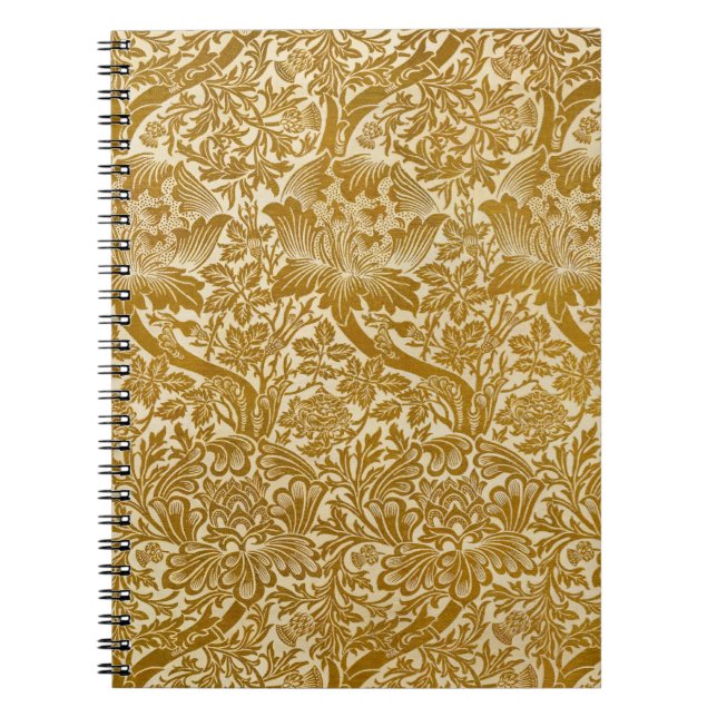 Carnet William Morris Rose & chardon Floral Golden (Devant)