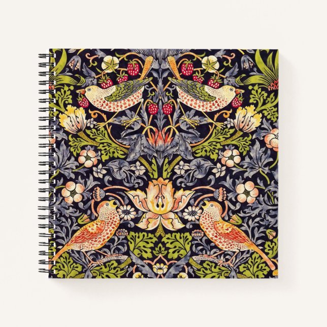 Carnet William Morris Strawberry Thief Floral Art Nouveau (Devant)