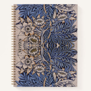 CARNET WILLIAM *MORRIS TULIP ET FLEURS BLEUES SAUVAGES