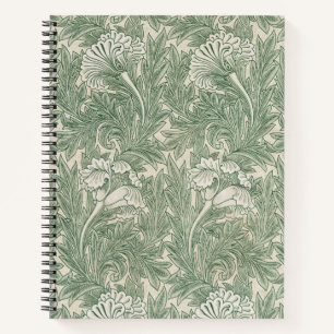 Carnet William Morris tulip fond textile vert
