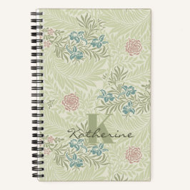 Carnet William Morris Turquoise Bleu et Larkspur rose Mot