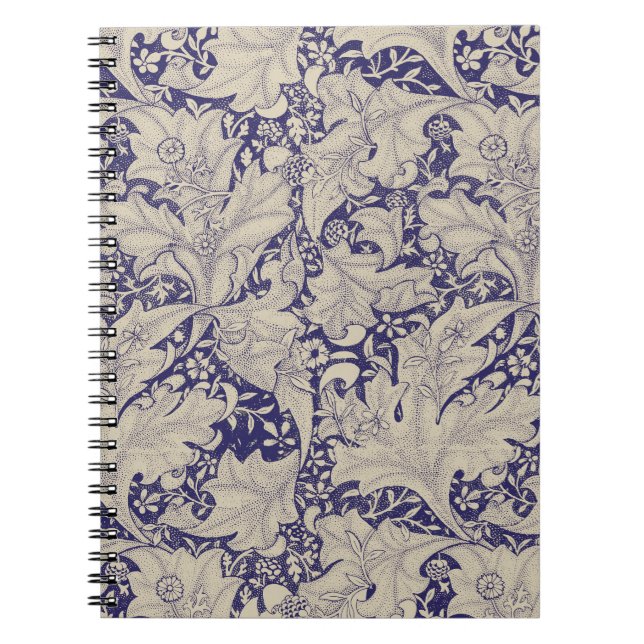 Carnet William Morris Wallflower bleu damas floral (Devant)