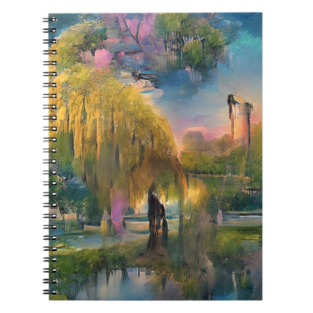 Carnet Willow d'or au coucher du soleil près de l'étang (Devant)