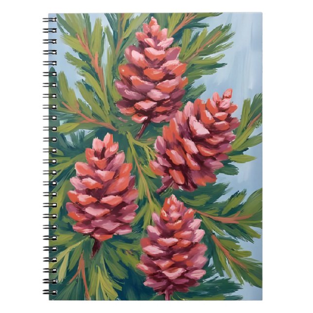 Carnet Winter Pinecones | Nature Watercolor Painting (Devant)