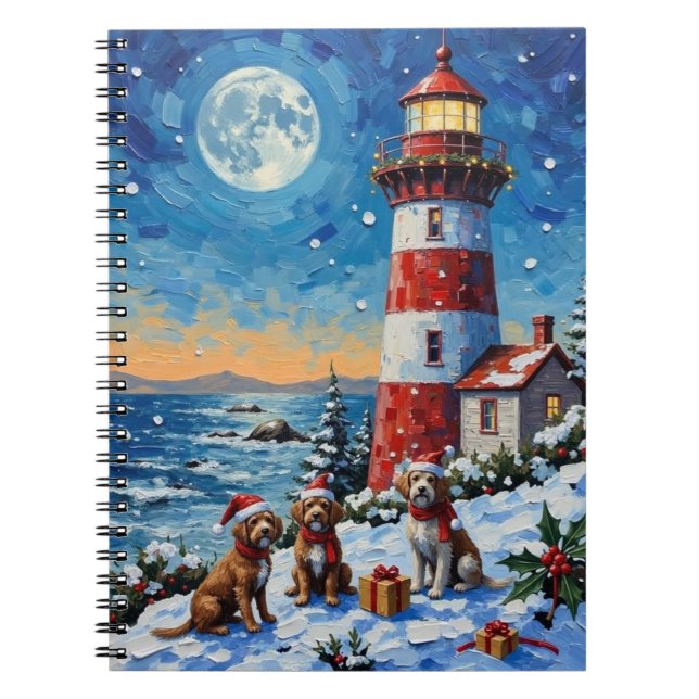 Carnet Wirehaired Pointing Griffon Christmas Lighthouse (Devant)
