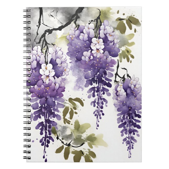 Carnet Wisteria - Fleurs aquarelle (Devant)