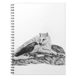Carnet Wolf and Raven black and white design