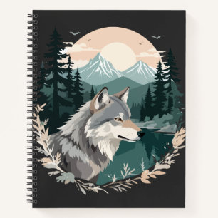 Carnet Wolf Faune Animaux Nature Extérieure Aquarelle