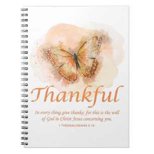 Carnet Women’s Christian Butterfly Bible Verse: Thankful 