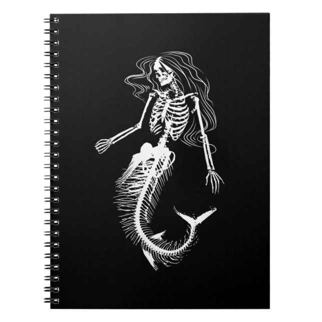 Carnet Womens Funny Halloween Mermaid Skeleton (Devant)