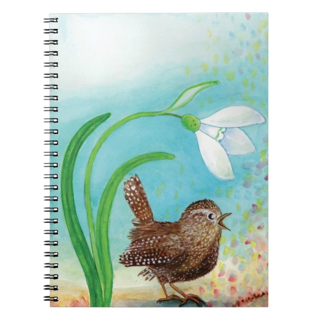 Carnet Wren Bird chante à l'aube Au printemps (Devant)