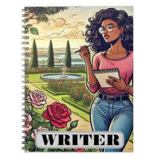 Carnet Writer in rose garden spiral notebook